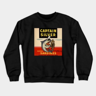 CAPTAIN SILVER Vintage Sardine Label Cannery Row Monterey Crewneck Sweatshirt